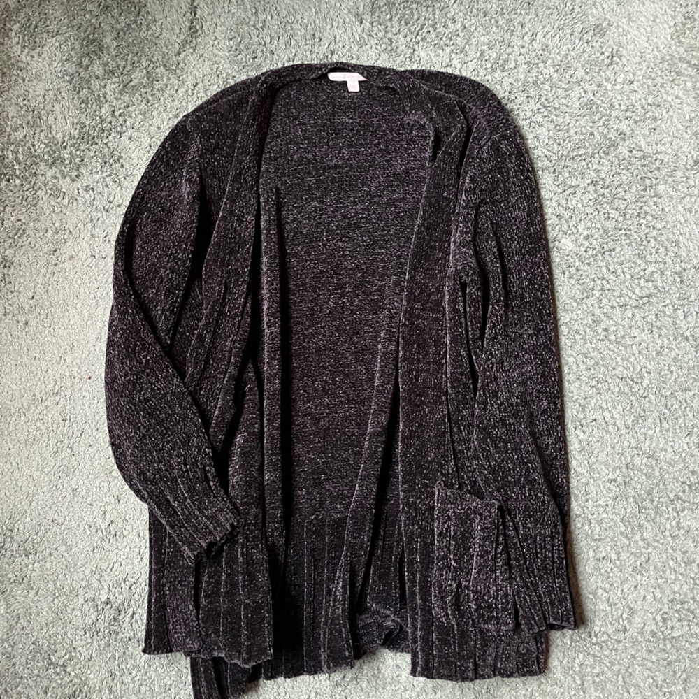 Black Chenille Cardigan